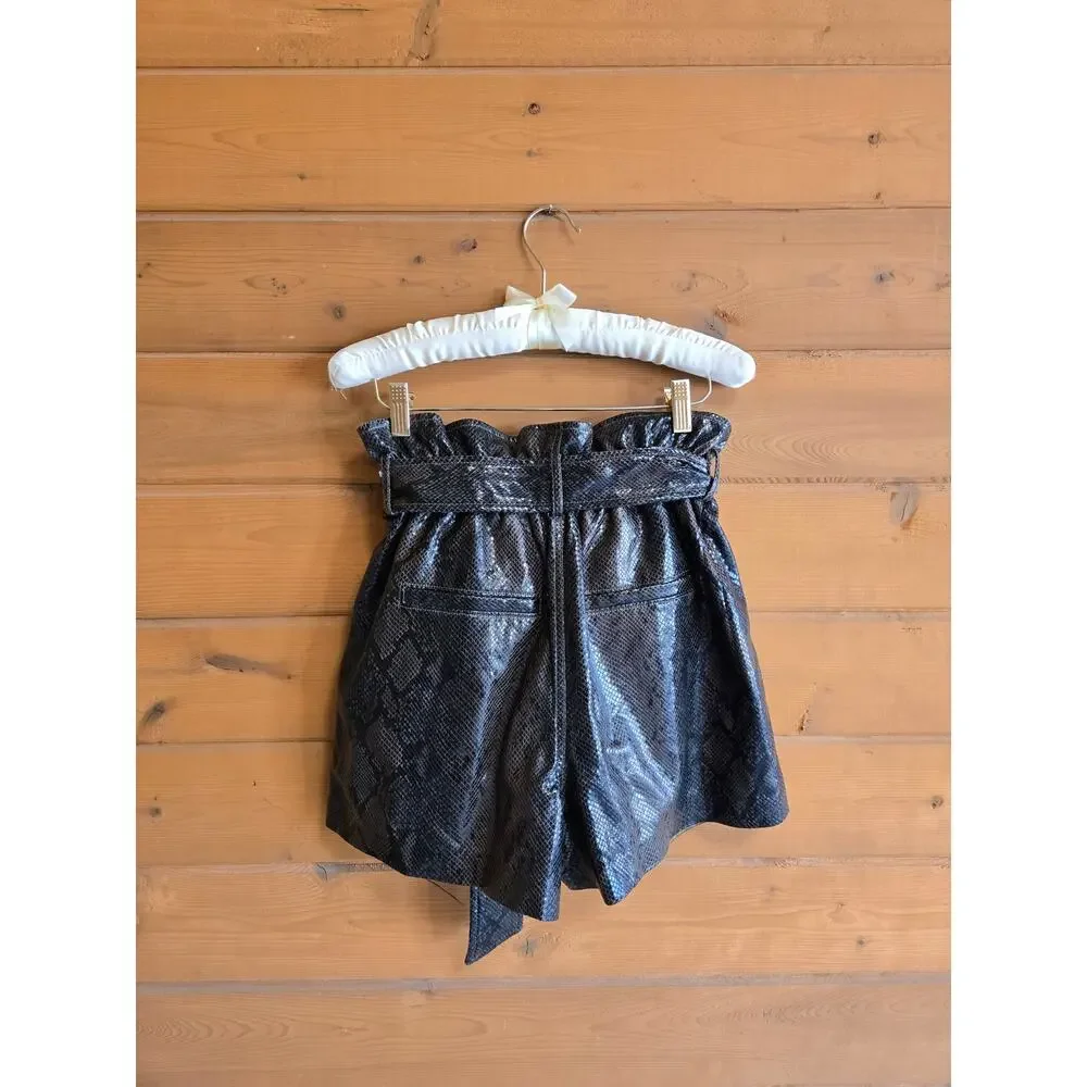 BlankNYC Paperbag Shorts Python Faux Snakeskin High Waist Belted 25 NWOT Boho - Picture 4 of 6